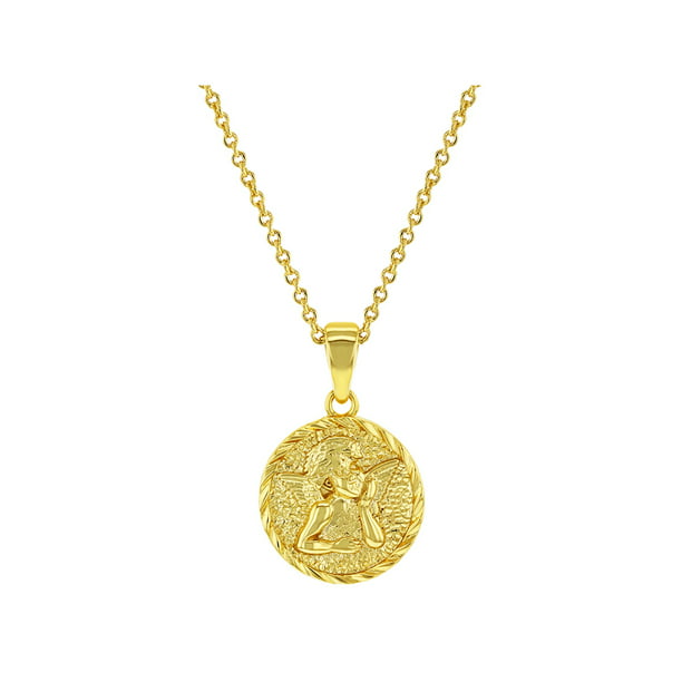 In Season Jewelry - 18k Yellow Gold Plated Guardian Angel Medal Baptism ...