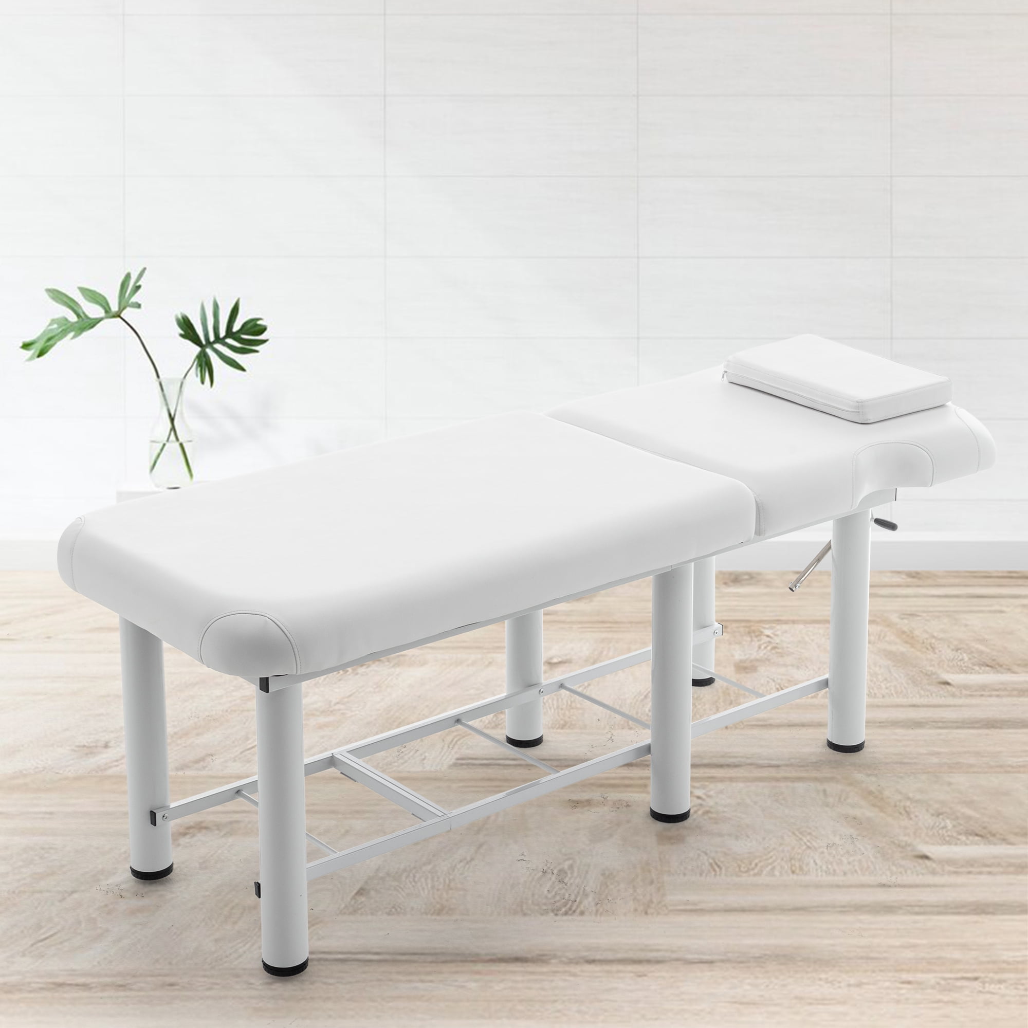 Miniyam 73.7" x 27.56" x 27.17" Professional Massage Table – Adjustable Backrest, Removable Headrest, Bottom Storage, Memory Foam Layer – White