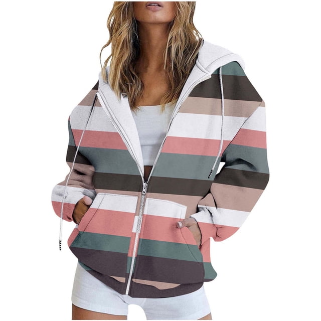 Puntoco Chaqueta de manga larga con bolsillo y capucha con cremallera y estampado de Halloween informal para mujer Puntoco Puntoco-1