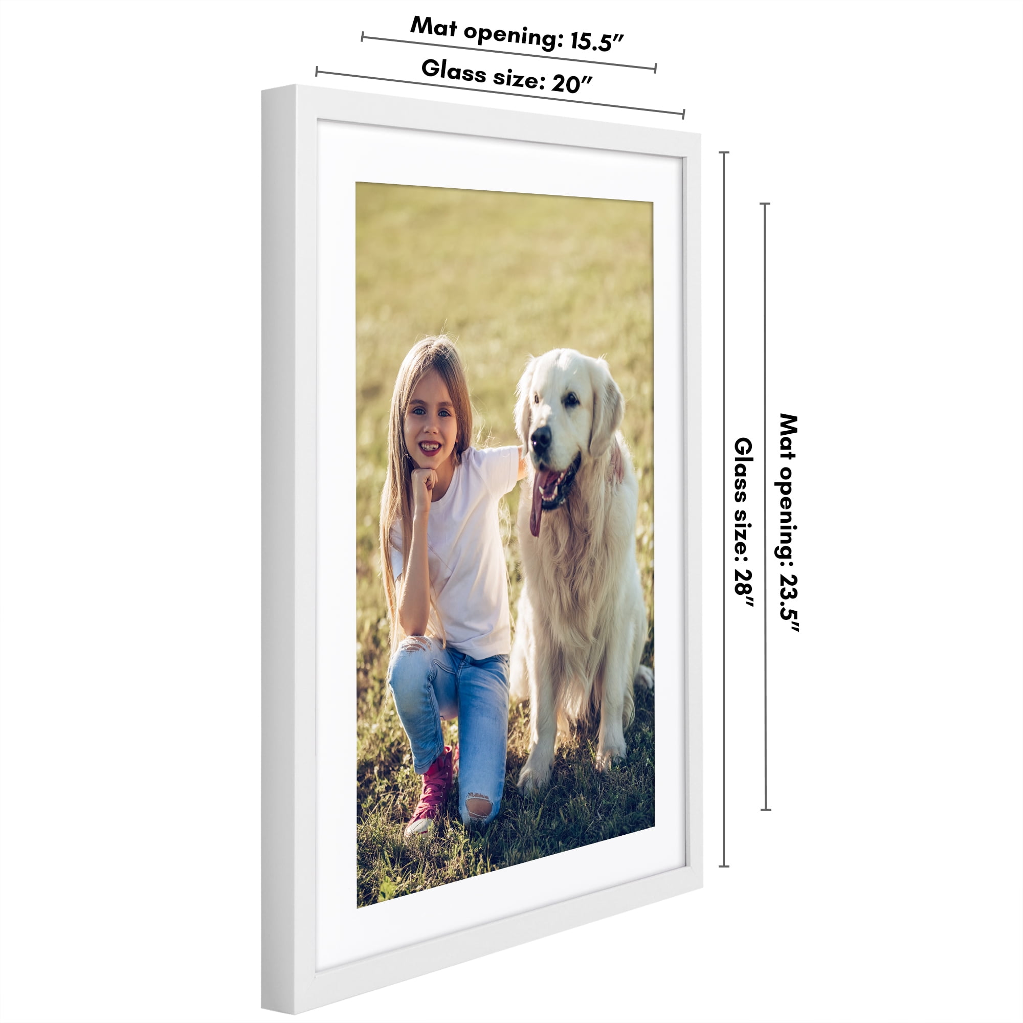 Americanflat 20" x 28" Gallery-Style Picture Frame with Mat to Secure Artwork, Prints, and Photos - White