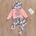 thumbnail image 4 of Tenues Décontractées pour Nouveau-Né, Haut à Capuche à Manches Longues pour Bébé avec Imprimé de Lettres, Pantalon à Motif de Plantes, 4 of 5