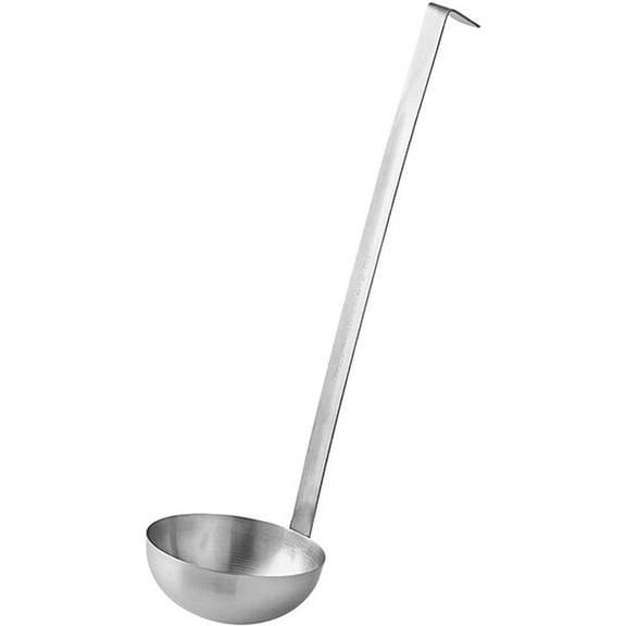 Truecraftware – 16 oz. Stainless Steel Ladle with Long Hooked Handle - for Soup Chili Gravy Salad Dressing and Pancake Batter