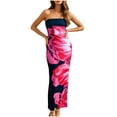 thumbnail image 5 of Miqool Womens Floral Printed Boho Tube Maxi Dress Summer Strapless Bodycon Party Club Night Out Long Dresses Cocktail Dresses, 5 of 9