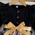thumbnail image 6 of Little Girls' Dresses Long Sleeve Floral Print Elegant Flutter Sleeve Party Gown Kids Birthday Dress for Girls Size 7-8T,Black, 6 of 8