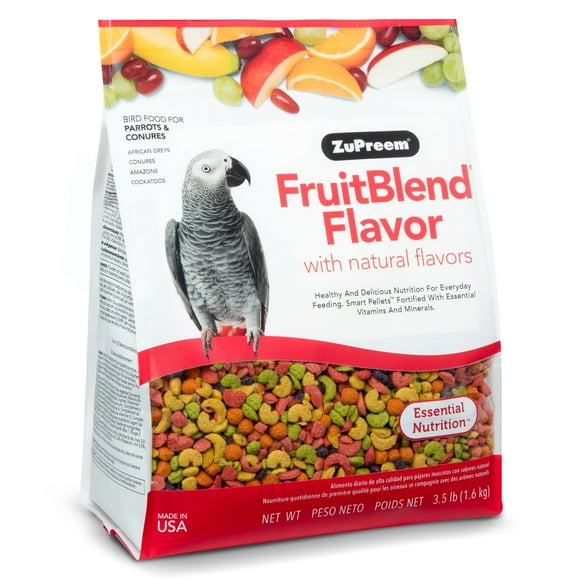 ZuPreem FruitBlend Bird Pellets, Daily Bird Food for Parrot, Conure, Caique, African Grey, Eclectus, Small Cockatoo, Core Nutrition for Medium Large Birds, Par