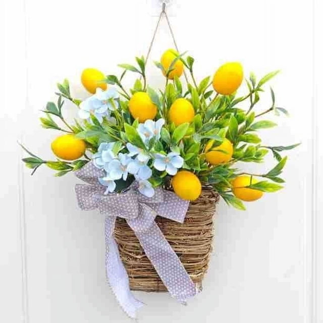 Guirlandes de Fleurs Printemps et Été Simulation de Pâques Citron Panier de Fleurs Suspendu Toute l'Année
