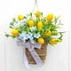 thumbnail image 1 of Guirnaldas de flores de primavera y verano, cesta de flores de primavera para colgar en la puerta con simulación de limón de Pascua, guirnaldas de flores para todo el año, 1 of 5