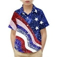 thumbnail image 2 of HAOTAGS 4th of July Shirts for Big Boys American Flag Patriotic Short Sleeve Button Down Shirt Multicolor Size 14 Years, 2 of 9