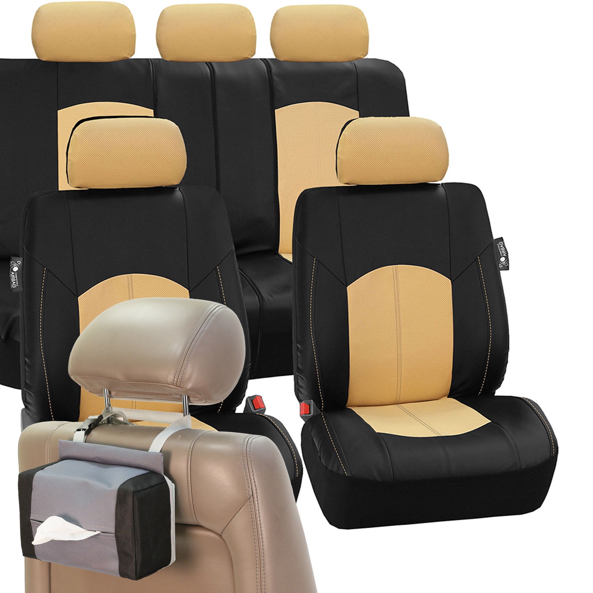 Perforated Leather Seat Covers Car Seat Covers for Auto, Airbag Ready