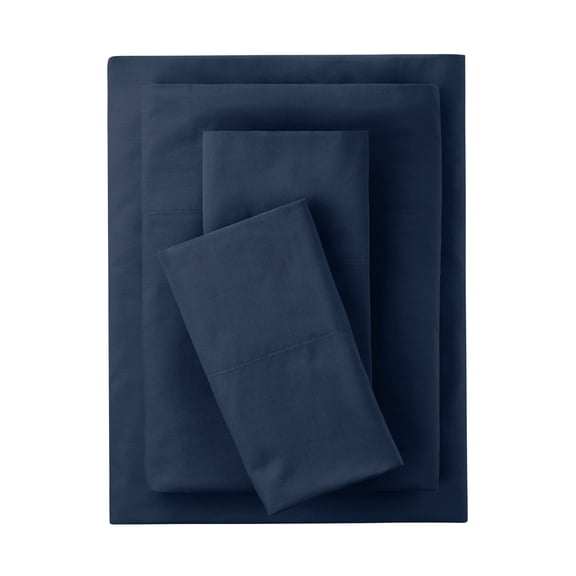 Mainstays 3-Piece 300 Thread Count Blue Cove Cotton Blend Percale Bed Sheet Set, Twin XL