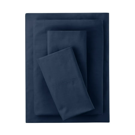 Mainstays 3-Piece 300 Thread Count Blue Cove Cotton Blend Percale Bed Sheet Set  Twin XL