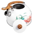 thumbnail image 3 of Whistling Tea Kettle White Stainless Steel with Anti-Scald Handle for Home Use, 3 of 5
