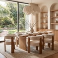 thumbnail image 2 of Guyou Barrel Dining Chairs Set of 2, Modern Linen Upholstered Dining Room Chairs with Curved Back, Farmhouse Wooden Accent Side Armchairs for Dining Room, Living Room, and Kitchen, White, 2 of 9