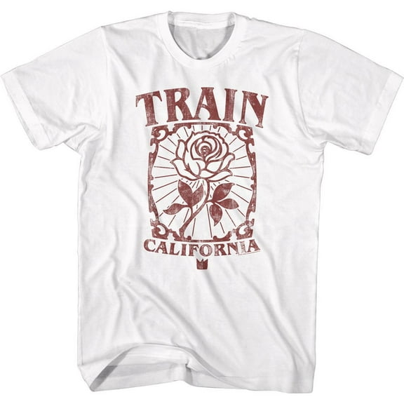 Train California Rose White Adult T-Shirt