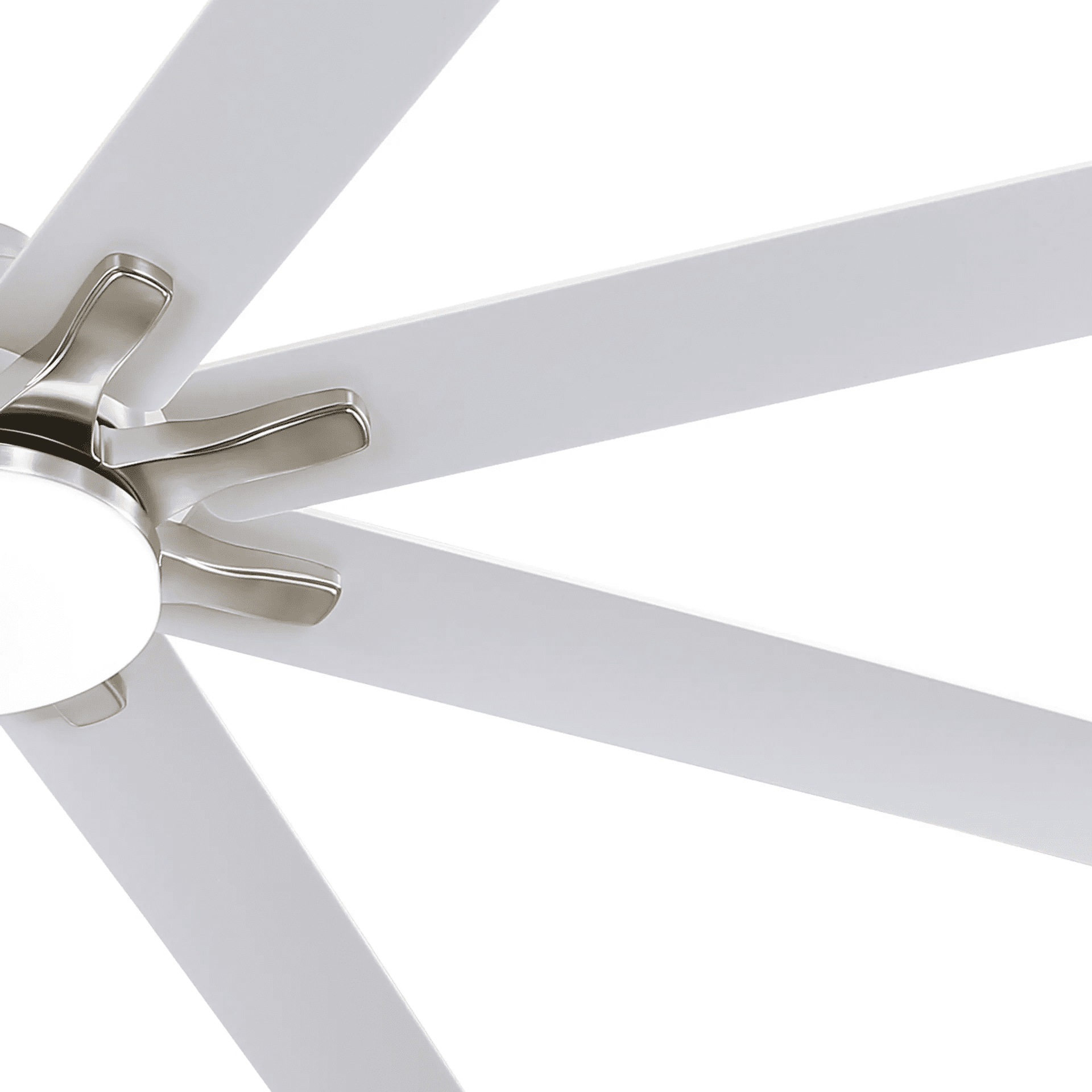 POPFAN 66 Inch ABS Ceiling Fan with Dimmable Light and Smart Remote Control 6 Speed Reversible Noiseless DC Motor for Indoor, Brushed Nickel & White