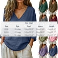 thumbnail image 4 of TaTaai Womens Casual Long Sleeve Blouse V-Neck Linen Blend Solid Color Loose Fit Pullover Top for Spring Fall Daily Beach Wear Gift, 4 of 6
