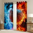 thumbnail image 2 of Ice Fire Basketball Curtains,Sports Curtains Basketball Decor Room,Ball Games Curtains Blue and Red Window Curtains 2 Panels 52"Wx84"L, 2 of 6