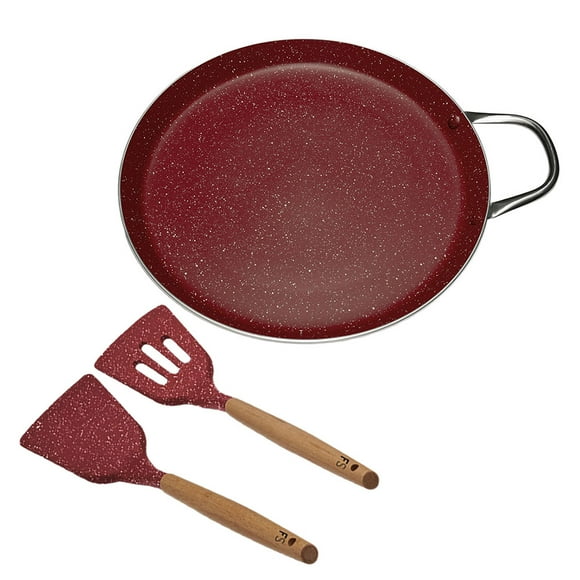 Comal Antiadherente FLAVORSTONE 30cm + 2 Utensilios Rojo
