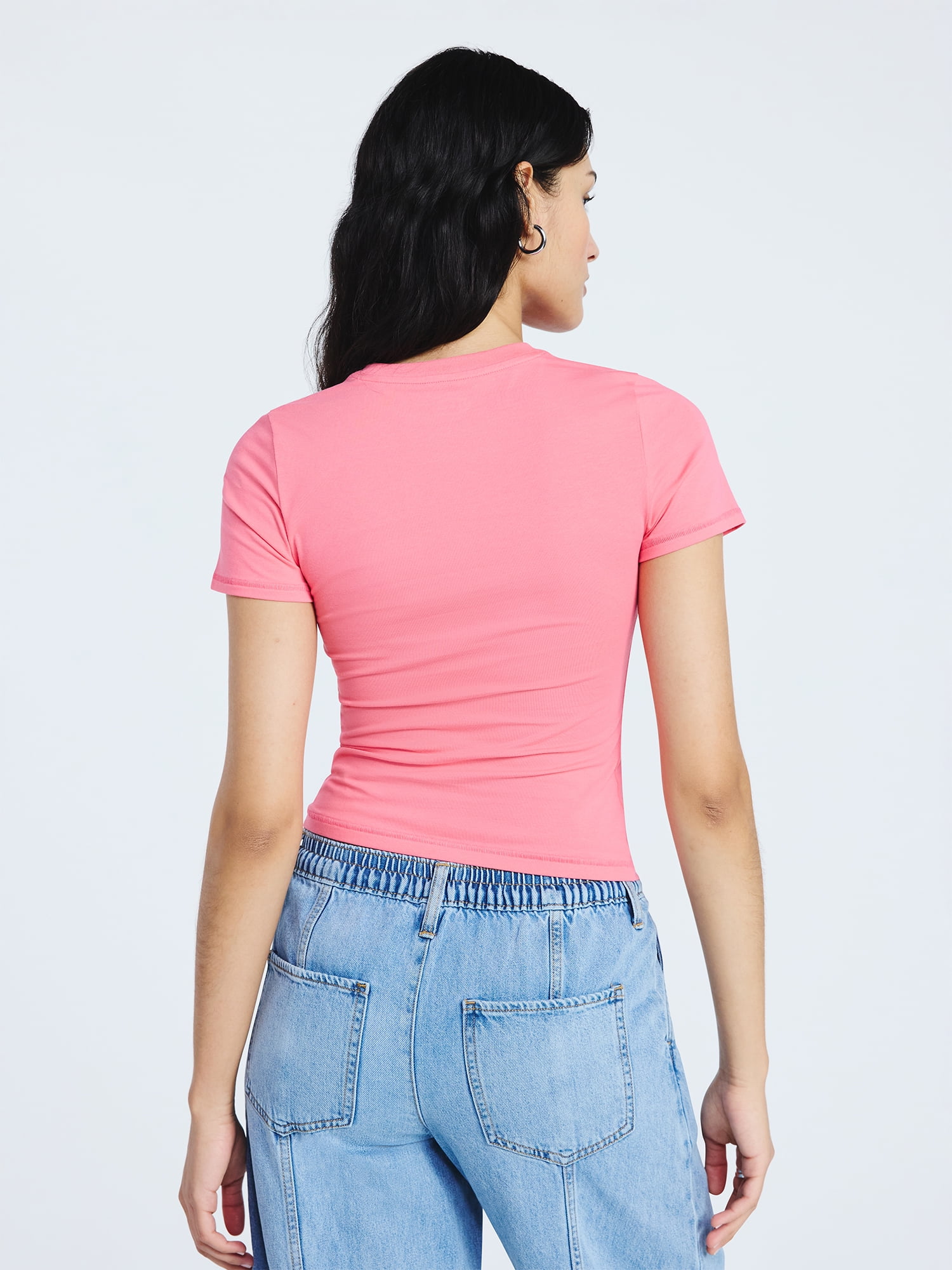 Scoop Women’s Stretch Cotton Blend Baby Tee with Short Sleeves, Sizes XS-XXL