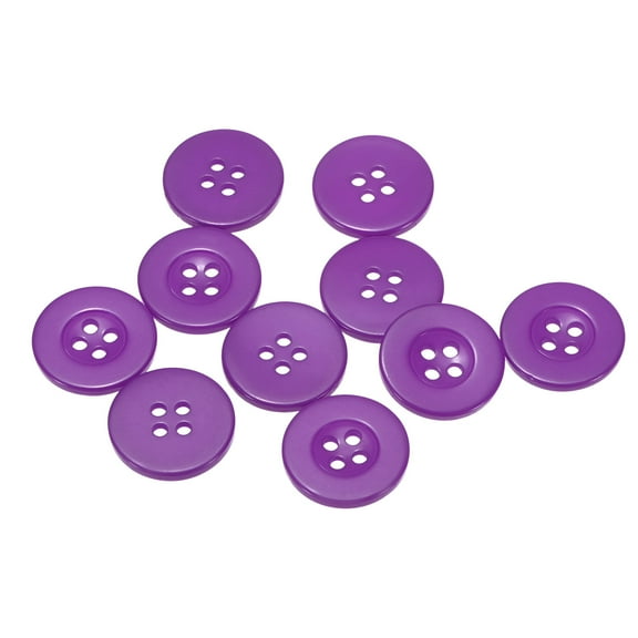 Uxcell 10pcs 32L Sewing Buttons 3/4"(20mm) Resin Round Flat 4-Hole Craft Replacement Buttons, Purple
