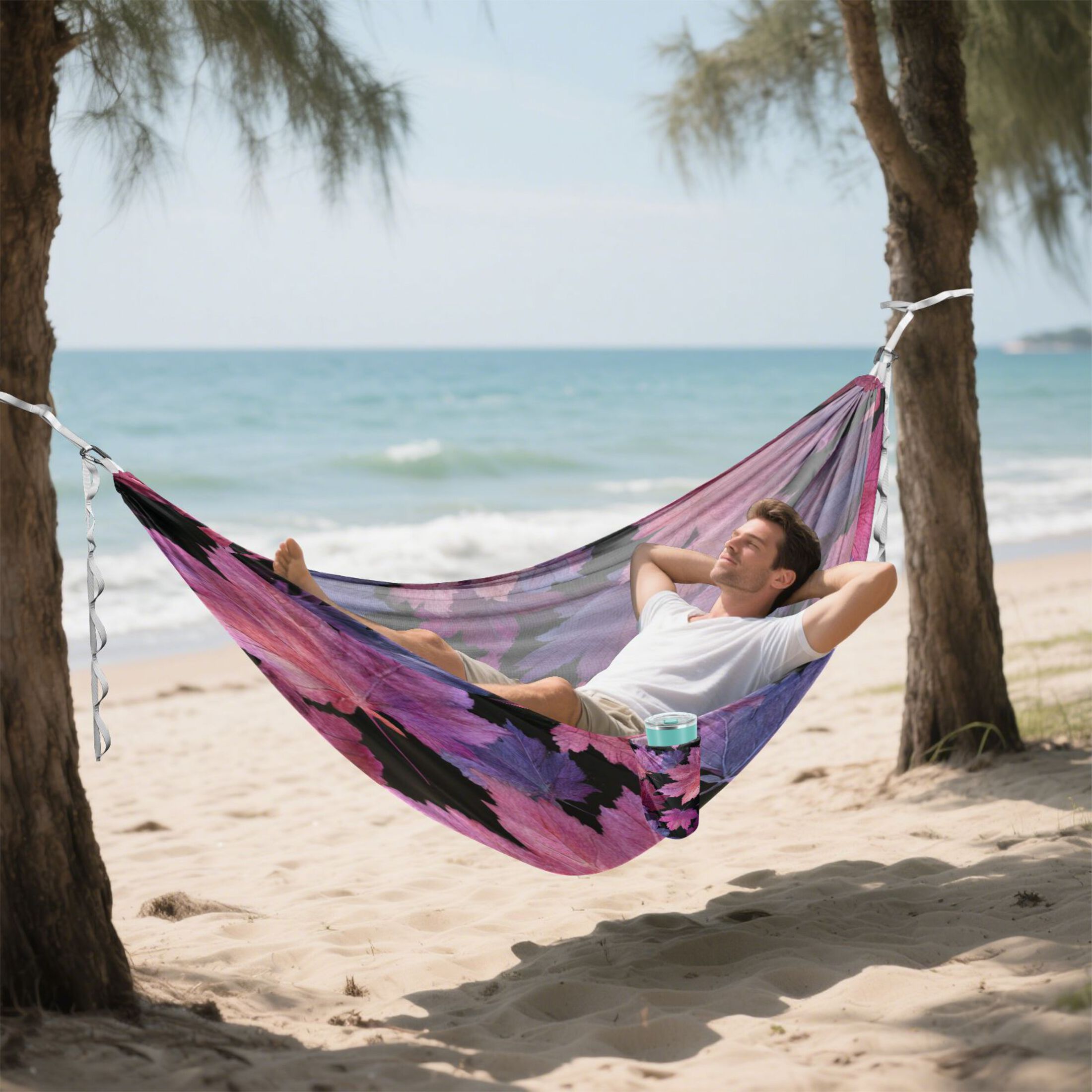 Hammock Camping Hammock Nylon Portable Hammock Travel Camping Hammock Watercolor Maple Leaf