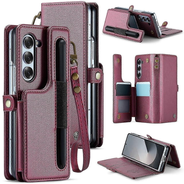 Funda CaseMe C22 PC+TPU de estilo empresarial con protección RFID, cordón y ranura para bolígrafo para Samsung Galaxy Z Fold6 5G.