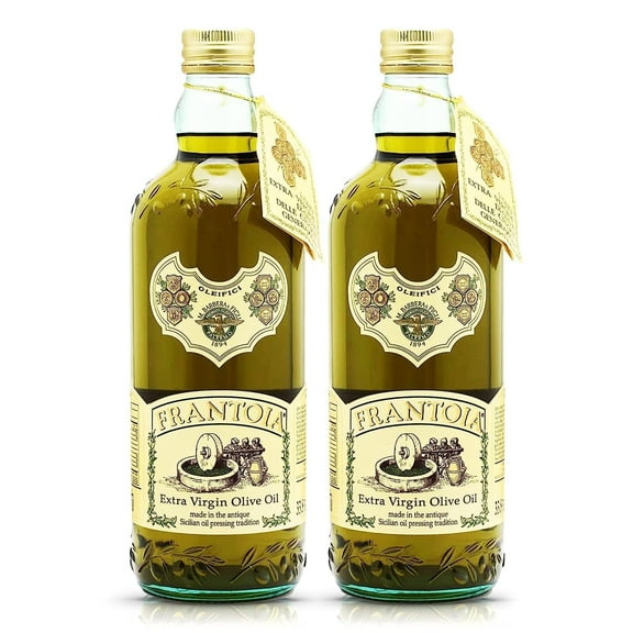 Frantoia Extra Virgin Olive RE32 Oil from Italy - Fruity, Unfiltered, Cold Extracted Authentic Sicilian Olive Oil - Fresh Harvest Imported Olive Oil From Italy - 33.8 Fl Oz - Pack of 2