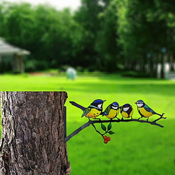 Inserto de árbol de metal para pájaros, colibríes, pintura de hierro, valla de jardín para patio, enchufe