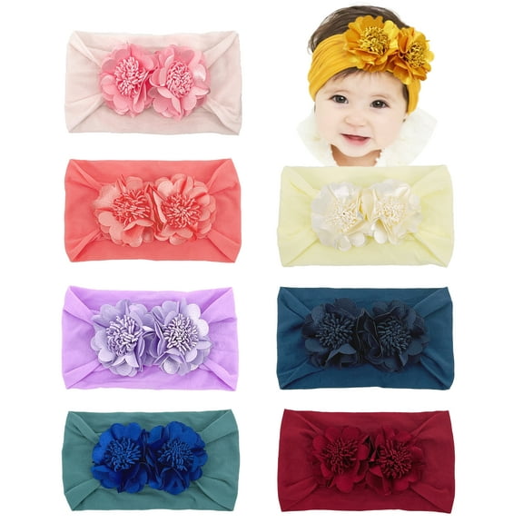 8 Pcs Stretchy Knot Nylon Baby Headbands For Newborn Baby Girls Infant Toddlers Kids Bows Child Hair Accessories