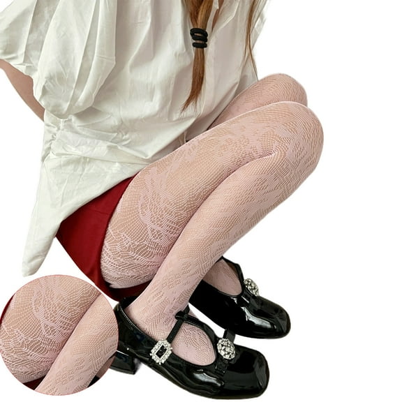 Women Hollowed SheerMesh Lace Colored Pantyhose Aesthetic Vintage Flower Patterned Tights Leggings Stockings