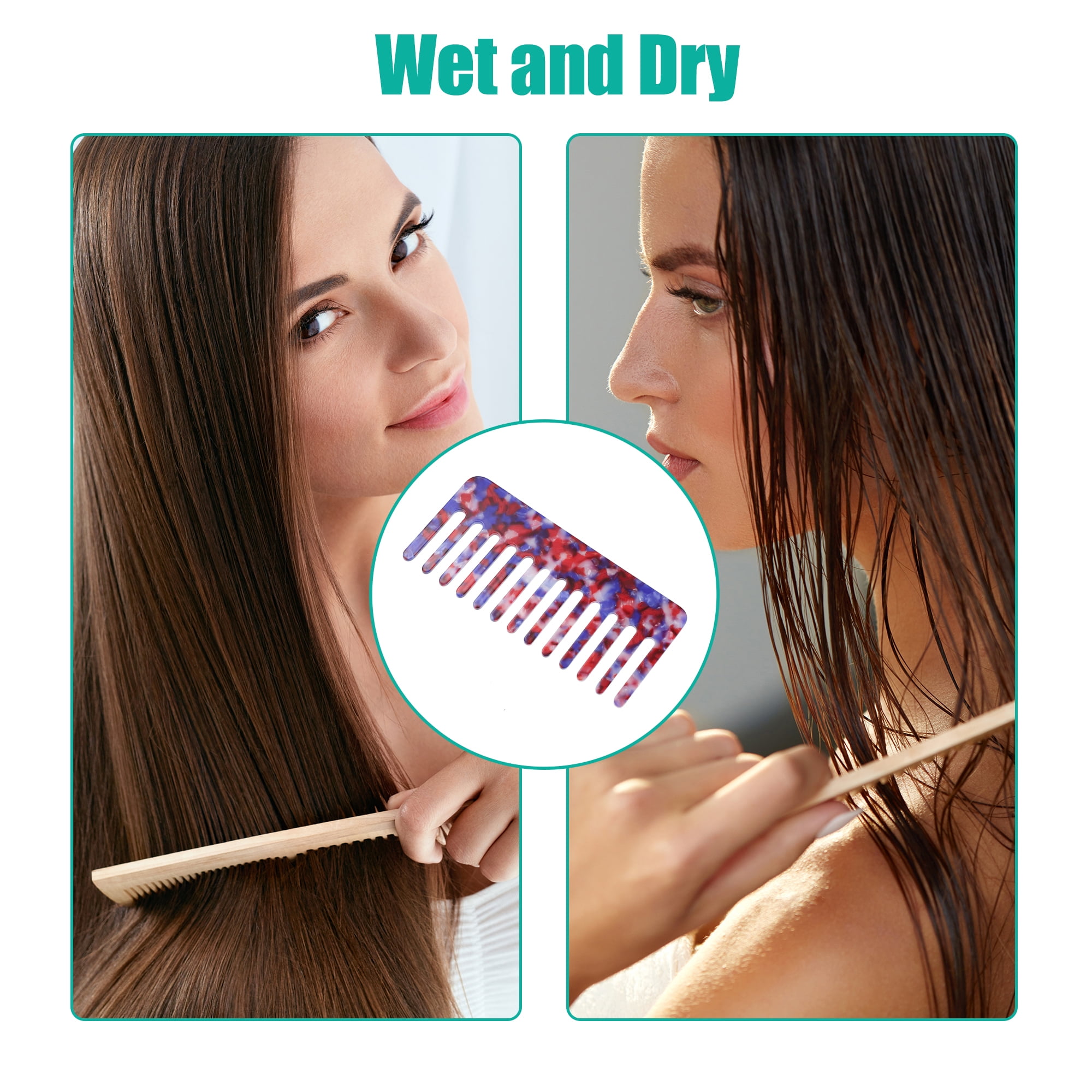 Unique Bargains 2 Pcs Hair Comb Wide Tooth Hair Care Detangling Comb Colorful