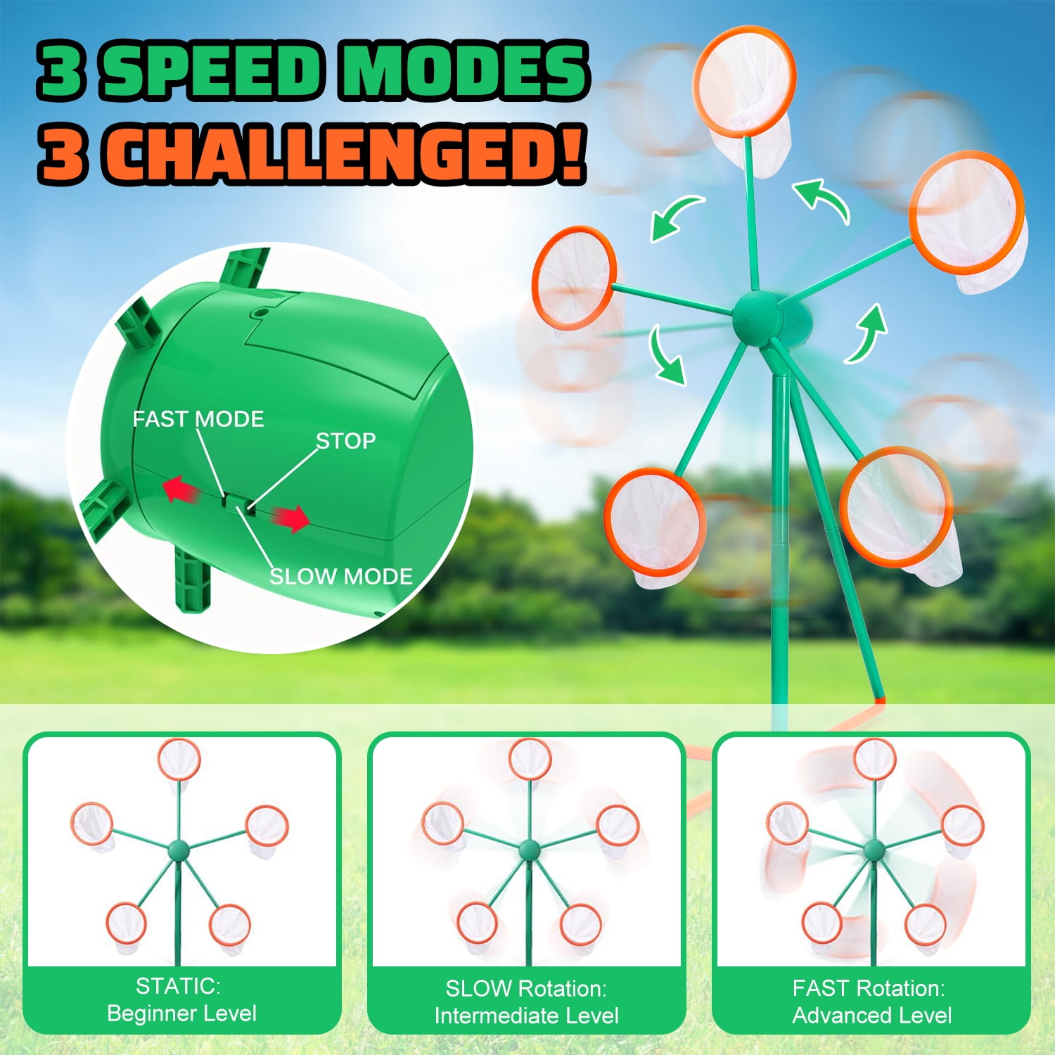 Huge Wave Large 4.5 ft Shooting Targets Game for Kids, 2 Blaster & 24 Foam Balls Moving Rotating Target with for Nerf Popper, Outdoor Toys Christmas Birthday Gifts for Boys&Girls 5-7 8-12
