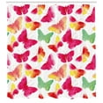 thumbnail image 3 of Ambesonne Animal Shower Curtain, Watercolor Butterflies, 69"Wx70"L, Fuchsia Green, 3 of 3