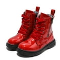 thumbnail image 7 of Boys Girls Waterproof Lace Up Side Zipper Mid Calf Combat Boots Red 11.5 Little Kid, 7 of 7