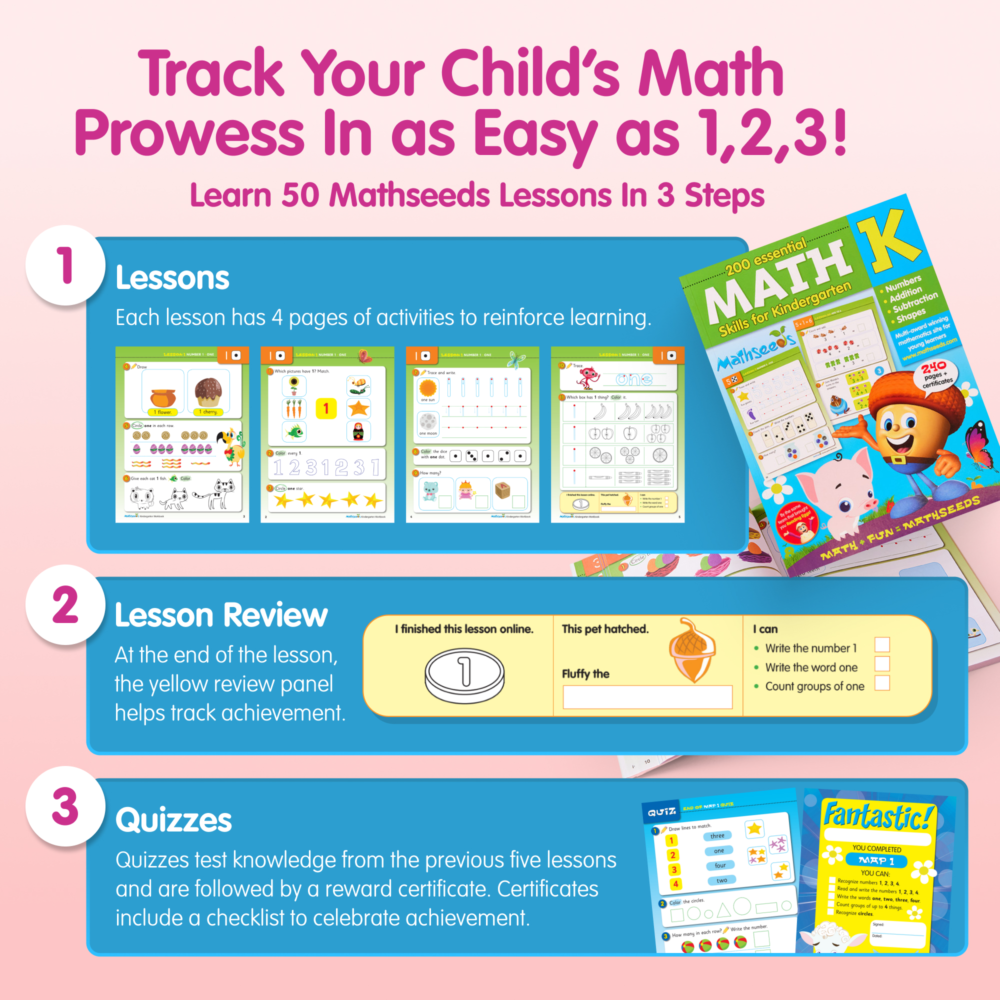 Reading Eggs: 200 Essential Math Skills for Kindergarten, Book 1 (Paperback)