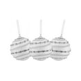 thumbnail image 2 of Northlight 3ct White and Silver Sparkling Beaded Shatterproof Christmas Ball Ornaments 3" (75mm), 2 of 2