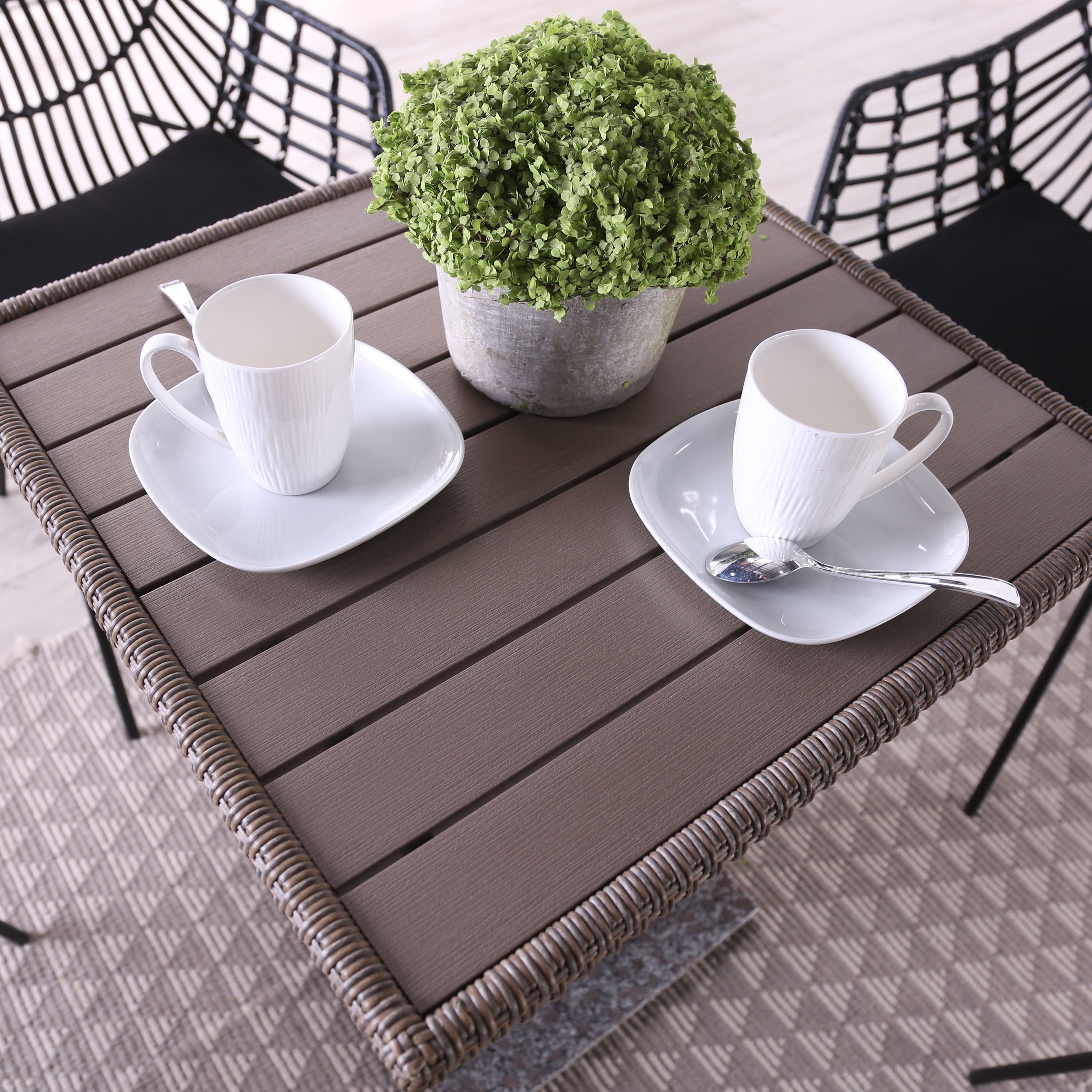 Masa PE Wicker Rattan Bistro Outdoor Dining Table in Natural
