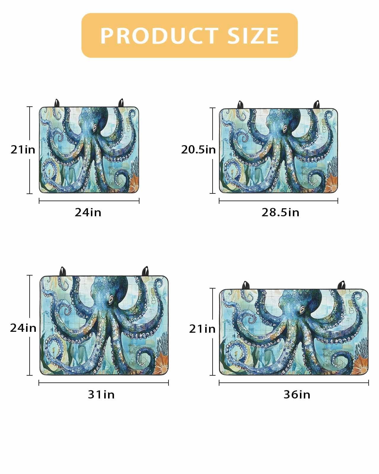 nqOlkjepod Large Induction Cooktop Protector Mat 36"x21", Ocean Blue Octopus Stove Top Covers for Electric Stove, Summer Watercolor Vintage Coral Stove Burner Cover Mats, Glass Top Stove Cover