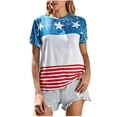 thumbnail image 1 of Pompotops Femmes Mode Indépendance Jour Imprimer Femmes Col Rond en Vrac T-shirt Tops, 1 of 9