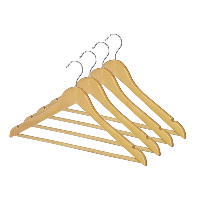 Juego de 4 perchas para trajes Whitmor, madera maciza de grado A, 44,5 cm
