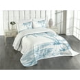 thumbnail image 3 of Ambesonne Tropical Quilted Bedspread Set 3 Pcs, Palm Trees at Beach, King Size, Blue White, 3 of 5