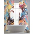 thumbnail image 6 of Baseball Sports, Semi Sheer Window Curtains 96 Inches Long, Minimalist Geometric Smear Art Rod Pocket Voile Silky Chiffon Curtain Light Filtering Drapes for Living Room, Kitchen, 52"x96", 2 Panels, 6 of 9