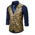thumbnail image 3 of APEXFWDT Mens Print Dress Vest Slim Fit Single Breasted Button Down Formal Waistcoat V Neck Suit Vest for Festival Party, 3 of 7