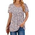 thumbnail image 3 of Fantaslook Women Tunic Tops Casual Henley Short Sleeve Shirts Floral Blouses Loose Summer Tops, 3 of 8
