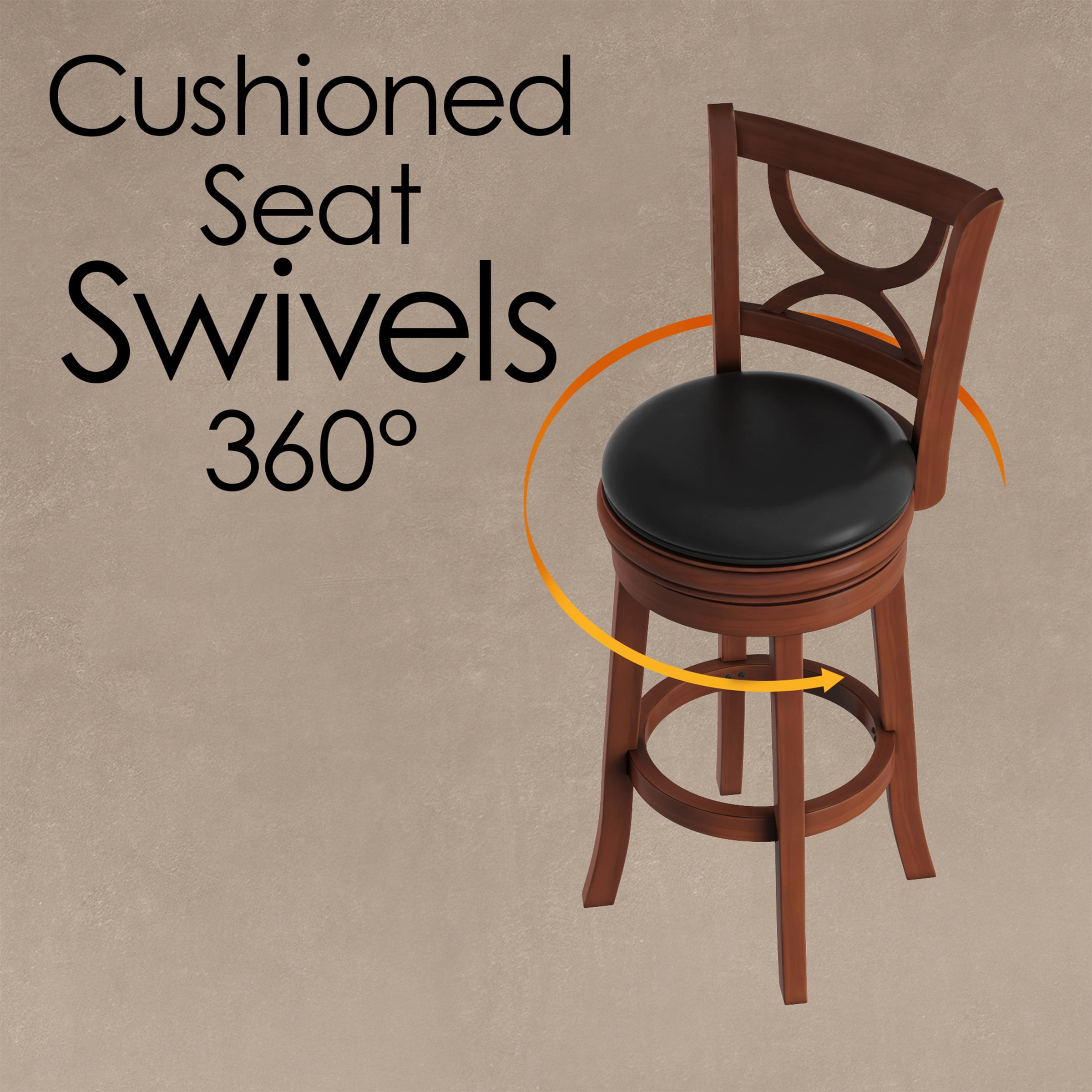 Lavish Home High Back Counter Height Stool – 29-Inch Bar Chair, Brown