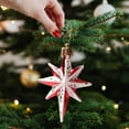 thumbnail image 6 of PEIBang 6 Pcs Christmas Ornaments Set,Glitter Star Ornaments for Christmas Tree,Red and White Hanging Star Ornaments for Xmas Tree Holiday Party Decor, 6 of 6