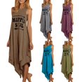 thumbnail image 4 of PENGXIANG Robe Débardeur Longue Sans Manches pour Femmes, Col Rond, Imprimé Flèche HIPPIE, Ourlet Irrégulier, 4 of 14