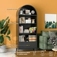 thumbnail image 5 of GANGMEI 73" Tal Metal Arched Storage Display Cabinet with One Drawer, Pantry, Curio Cabinet, Metal Arched Bookcase, Assembly Required, Black, 5 of 8