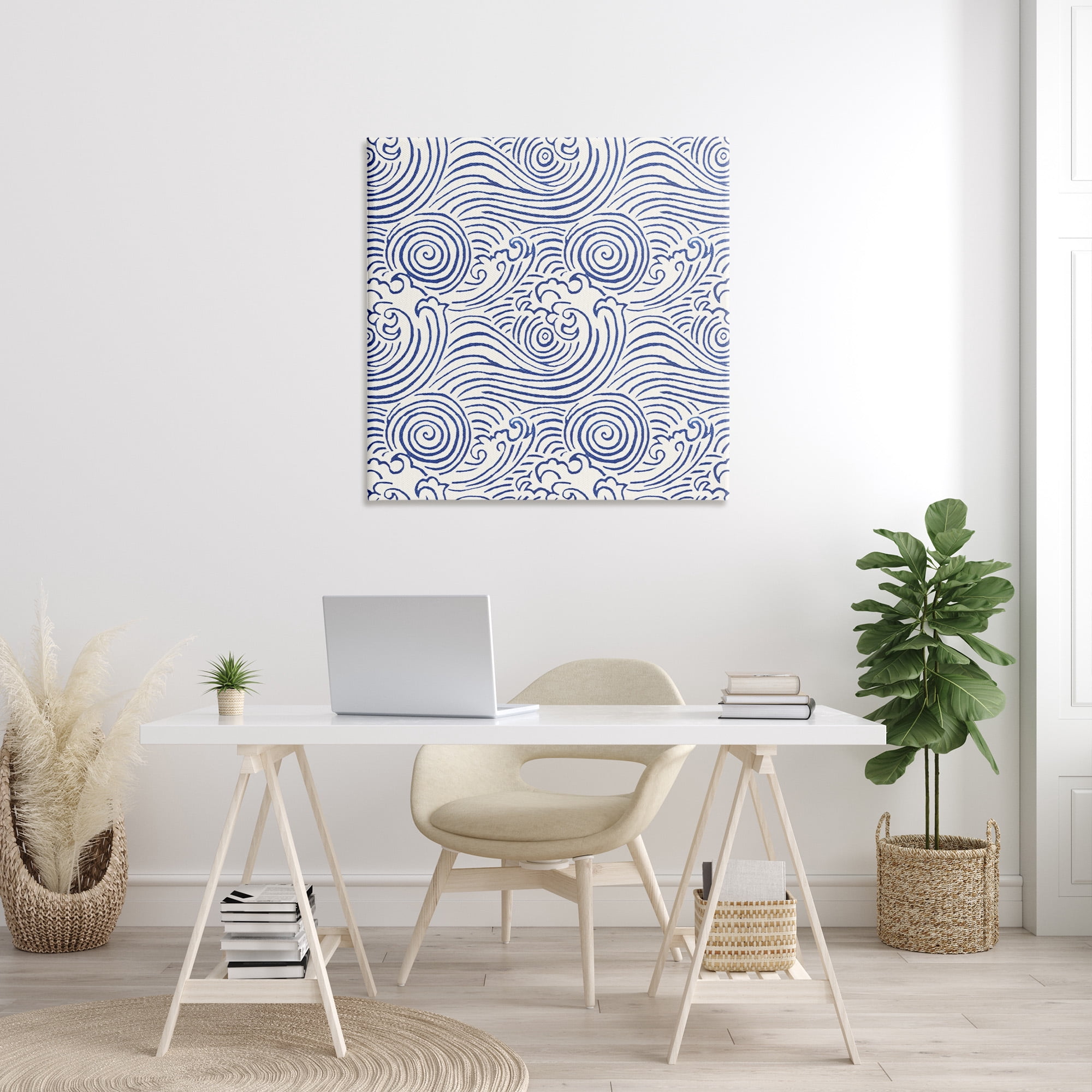 Stupell Industries Traditional Sea Waves Pattern Nature Painting Gallery Wrapped Canvas Art Print Wall Art, 36 x 36