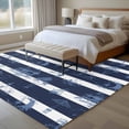 thumbnail image 4 of Nautical Striped Area Rugs 6'x9', Washable Small Throw Rugs for Kitchen Dining room, Summer Coastal Ocean Navy Blue White Indoor Outdoor Rug Non-Slip Low Pile Carpet Runner Reversible Floor Mats, 4 of 8